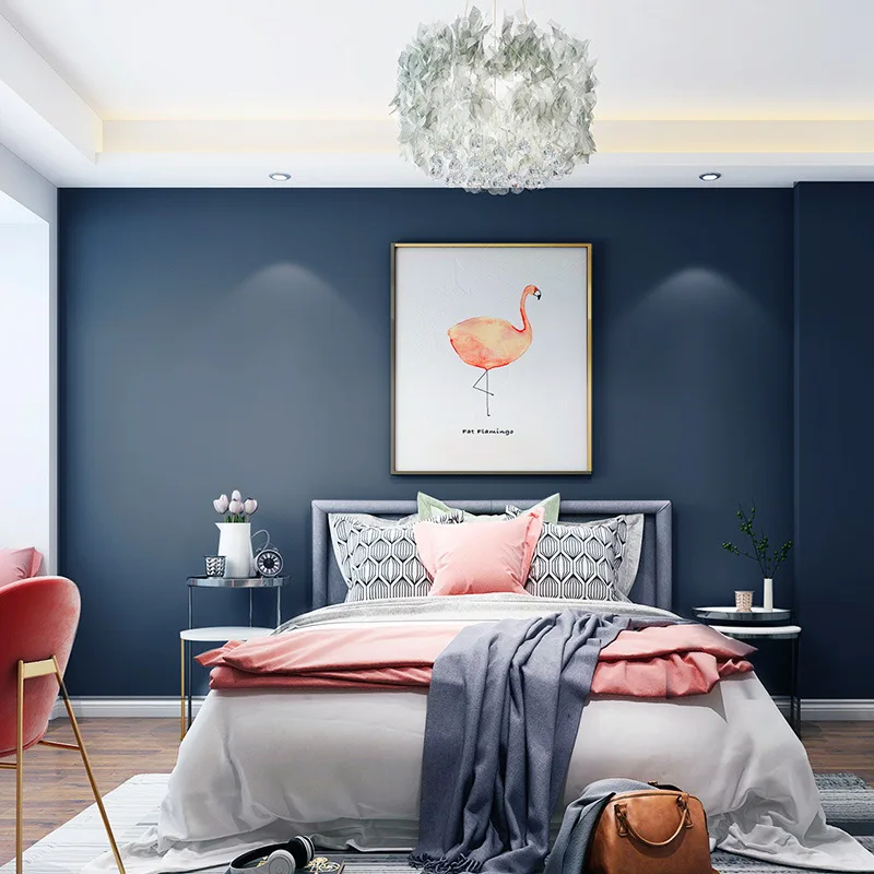

[Waterproof Antifouling] Fresh Mediterranean-Style Sky Blue Living Room Wallpaper Modern Minimalist Plain Color Bedroom Wallpape