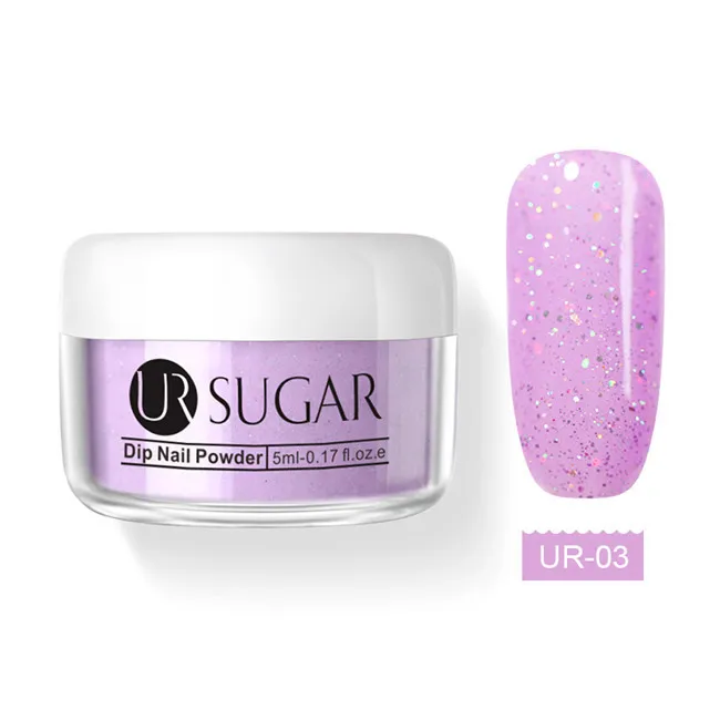 UR SUGAR розовый порошок для ногтей 5 мл голографический блеск Dip пигмент пыль натуральный сухой дизайн ногтей украшение наращивание ногтей DIY - Цвет: Pink Glitter 3