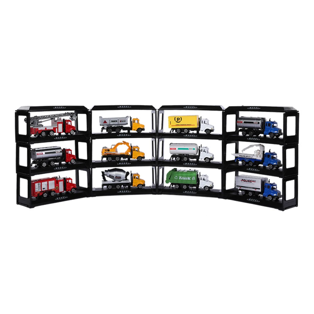 Collectible Display Stand for Models Diecast Toy Cars Black Plastic Showcase Play Table Accessory