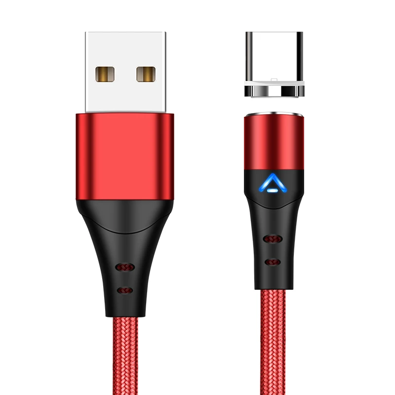Red For Type C Магнитный usb-кабель, кабель для быстрой зарядки типа C, Магнитный зарядный кабель Micro USB для мобильного телефона, USB кабель для синхронизации данных, новинка, вращение на 360 ° - Цвет: Red For Type C