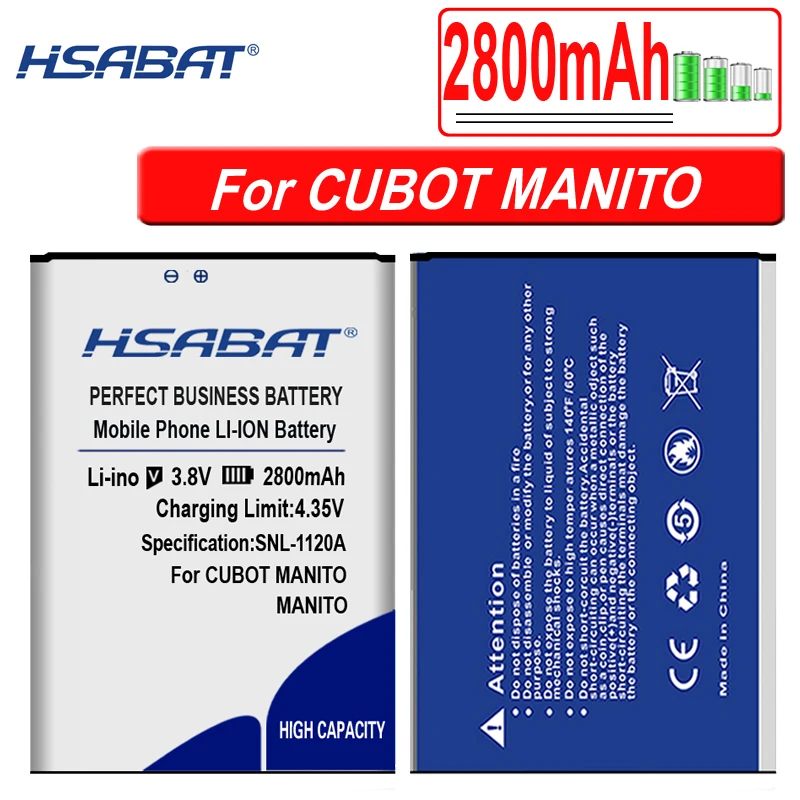 Аккумулятор HSABAT 6500 мАч для CUBOT MANITO/X6/NOTE S/Note Plus/Rainbow/P9/MAGIC/X15/R11/X18/H3/Dinosaur/MAX/S208 A S208A