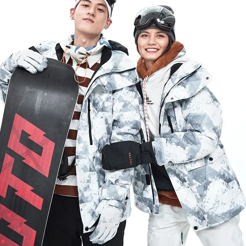 Векторный очень большой размер Толстый Лыжный комплект одежды сноуборд Зимний спорт теплый водонепроницаемый ветрозащитный - Цвет: Шампанское