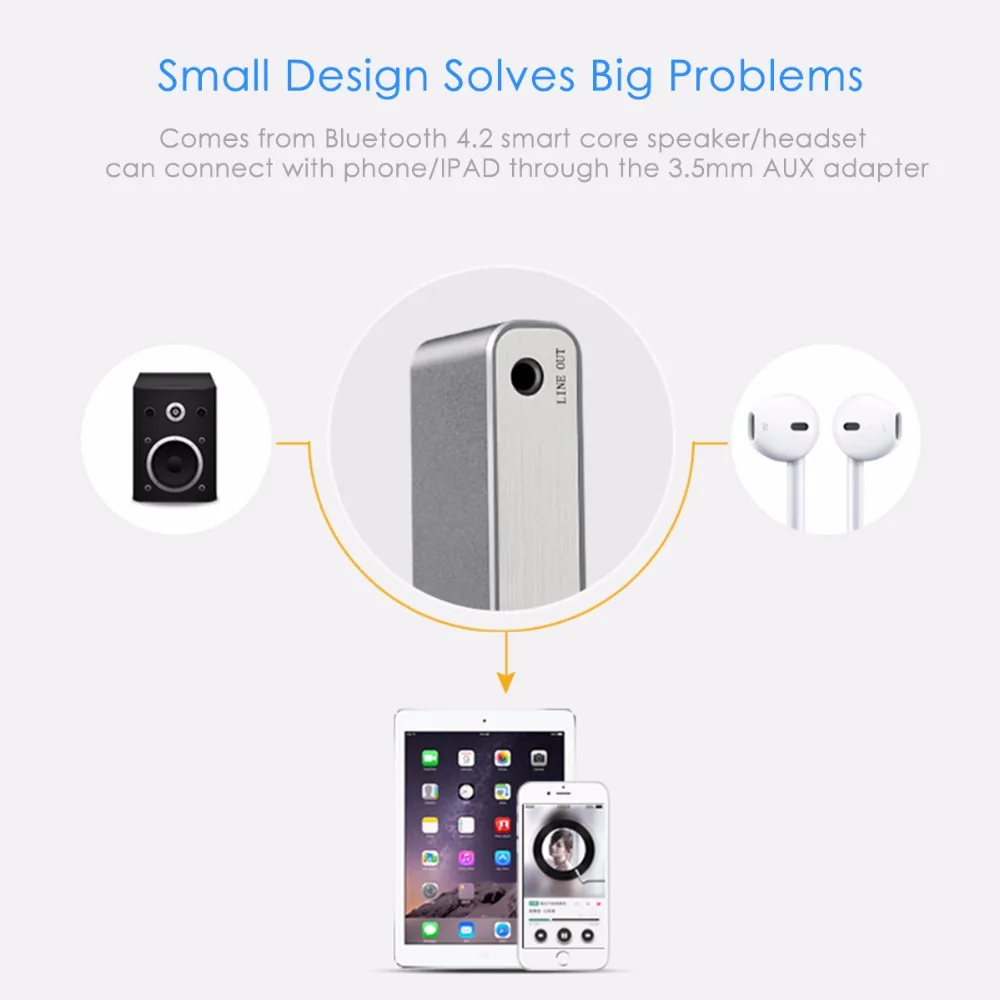 SOONHUA Portable Bluetooth4 2 Receiver 3 5mm Converter Music Mini Wireless Adapter With Car Aux Cable Free for Speaker Headphone