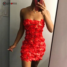 Ceremokiss/Клубные вечерние платья, женские сексуальные мини-платья с цветочной вышивкой, летние винтажные красные платья без рукавов с открытыми плечами