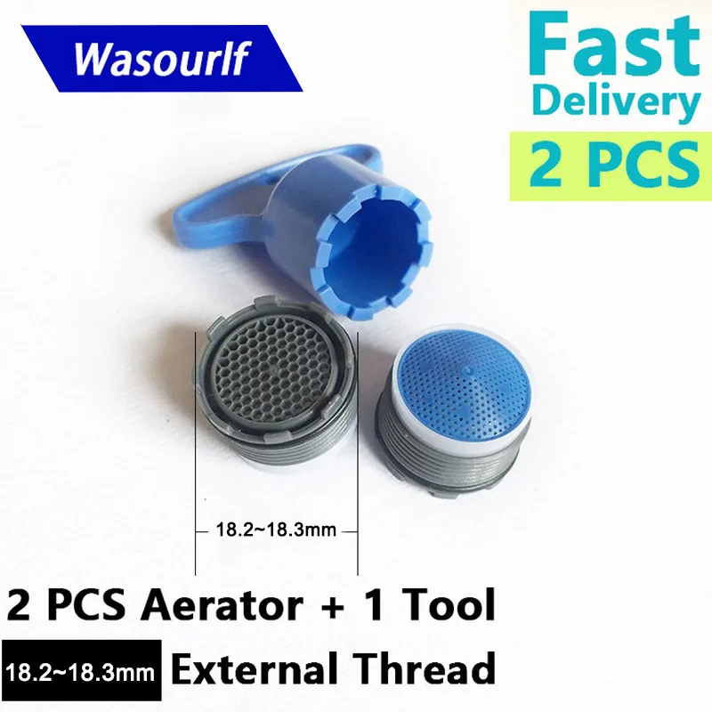 WASOURLF 2PCS M18.5 Male Thread Water Saving Tap Aerator Faucet Bubble Kitchen Basin Faucet Accessories Bathroom Part Wholesale
