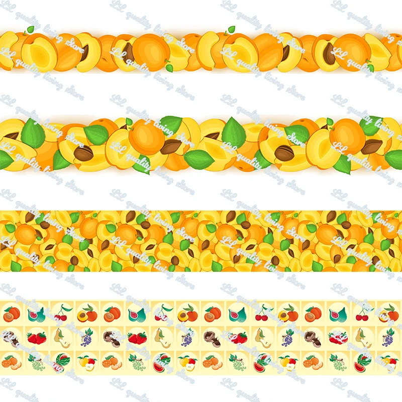 

Yellow Peach pattern printed grosgrain ribbon/16mm printed elastic foe ribbons DIY hair bows Sewing webbing 50 yards