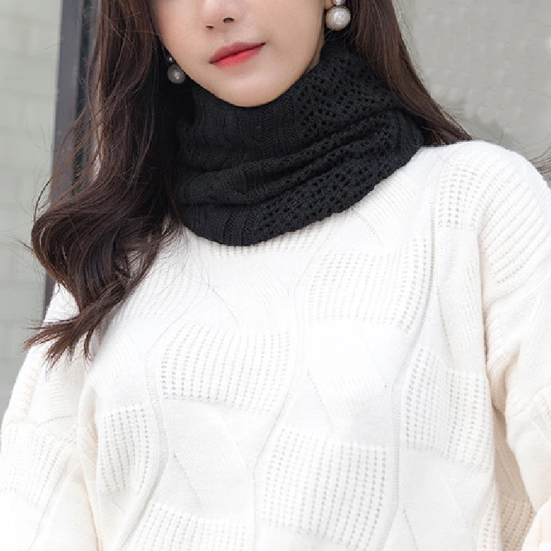 Зимние теплые женские шарфы-кольца модные разноцветные вязаные кольца-шарфы для