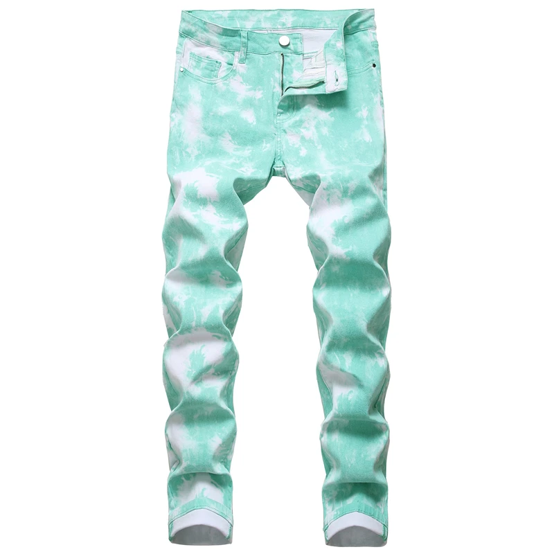 Fashion Men's Painted Skinny Jeans Digital Print Designer Elastic Pants High Quality Graffiti Slim Stretch | Мужская одежда