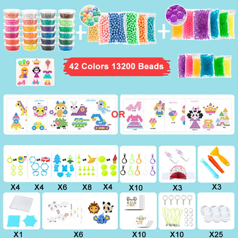 Set F 11400 шт, водные липкие бусины, игрушка, сделай сам, волшебная игрушка из бисера, ручная работа, 3D бисер, Обучающие головоломки, игрушки для детей - Цвет: Set F