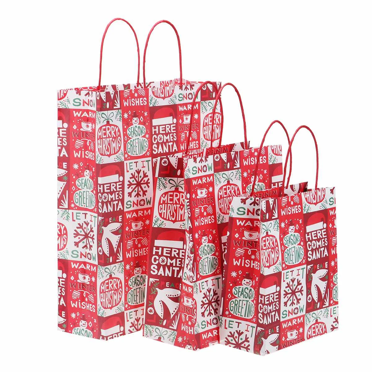 12pcs/set Christmas Paper Gift Box Bags Christmas Decorations For Candy Gift Packing Bag Hand Bag New Year Supplies