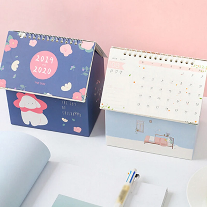 Hot 1pcs Van Gogh Starry Night Cartoon Animal Calendars Desktop Storage Box Creative Folding House Desk Calendar