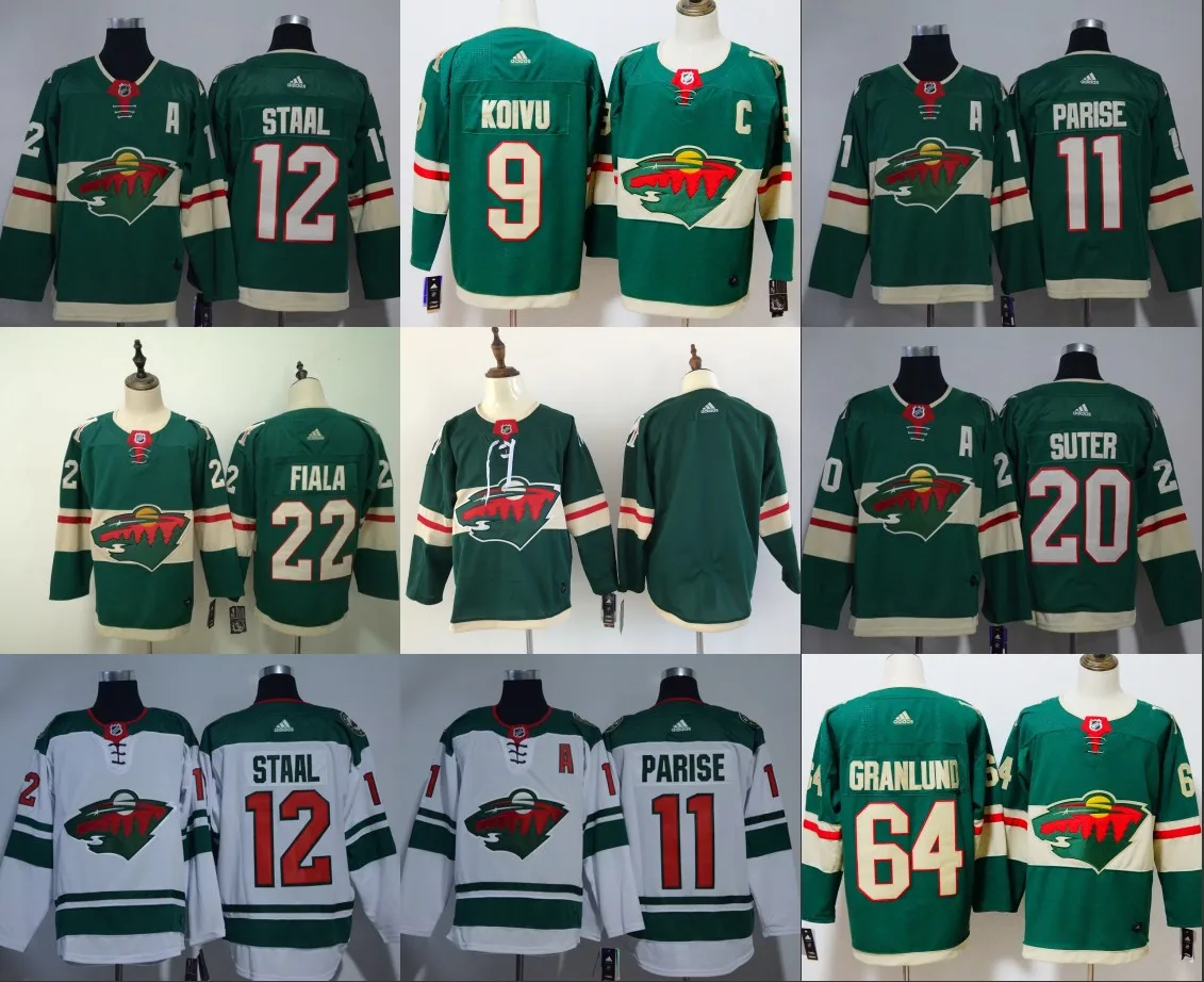 Все сшитые мужские трикотажные изделия Minnesota Zach Parise Mikko Koivu Kevin Fiala