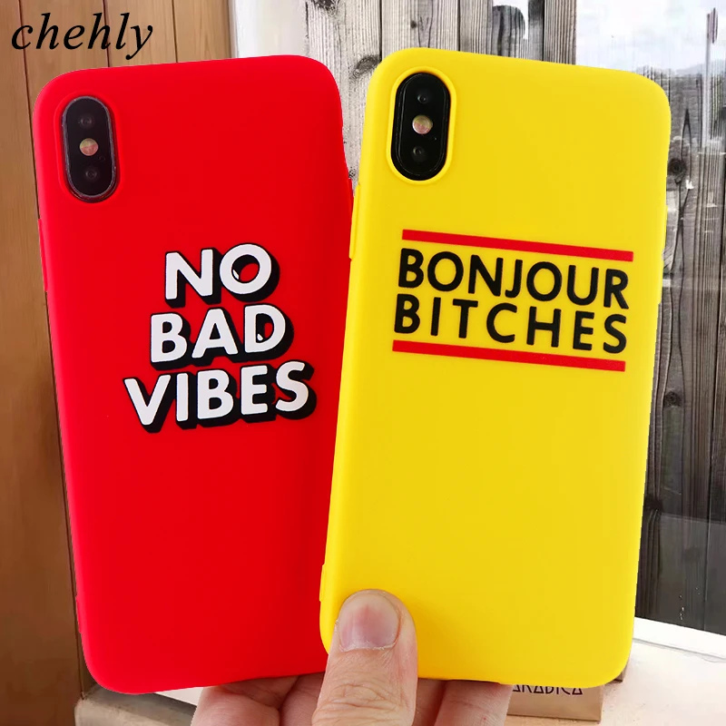 No Bad Vibes чехол для телефона для iPhone X XS XR Max 8 7 6 S plus 11 Pro MAX чехол s Мягкий силиконовый чехол для мобильных телефонов