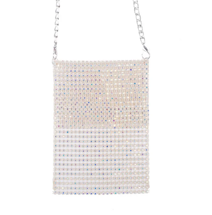 Женские мини-сумки роскошные сумки-мессенджеры вечерние сумки-конверты синие сумки на цепочке с блестками женские сумки через плечо - Цвет: Silver