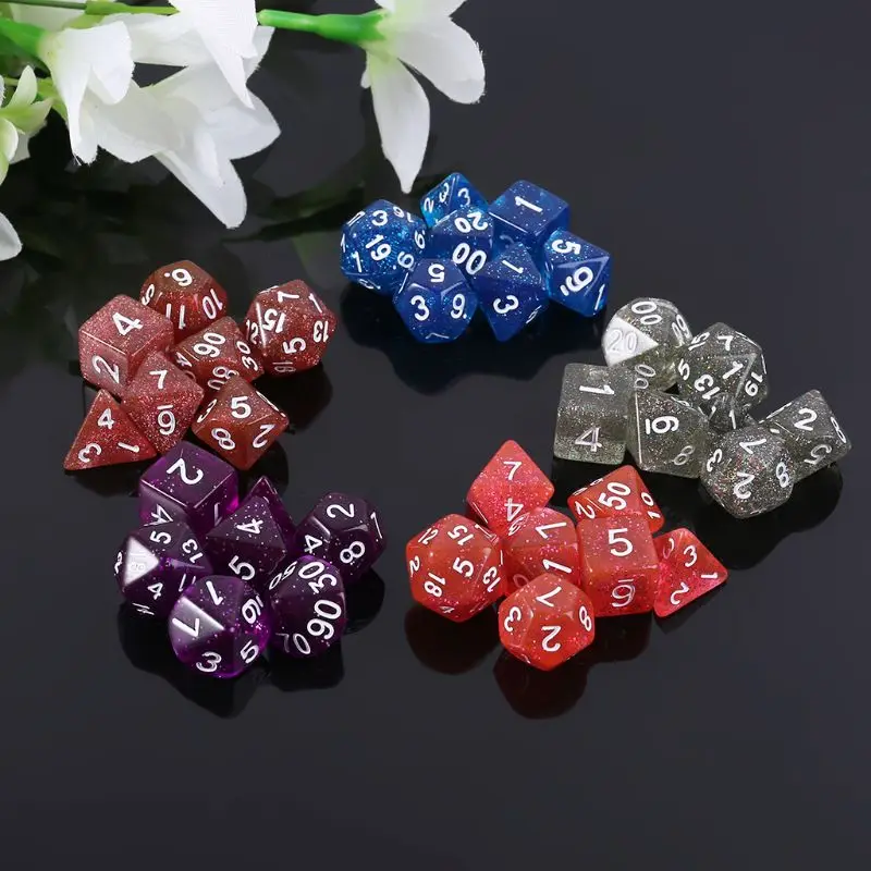 

7pcs Sided Dice D4 D6 D8 D10 D12 D20 Dungeons & Dragon D&D RPG Poly Table Board Game Set Q1FF