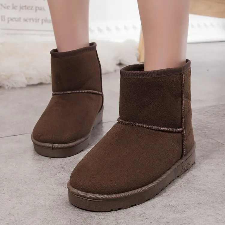

Autumn and Winter Plus Velvet Snow Boots Women's Boots Thickened Non-slip Short Tube Boots Flat Warm Cotton Shoes