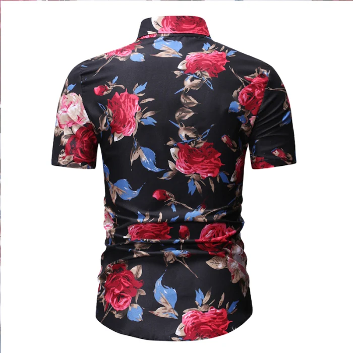Мужская рубашка с коротким рукавом Slim Fit повседневные летние модные топы с цветочным принтом Футболки H9