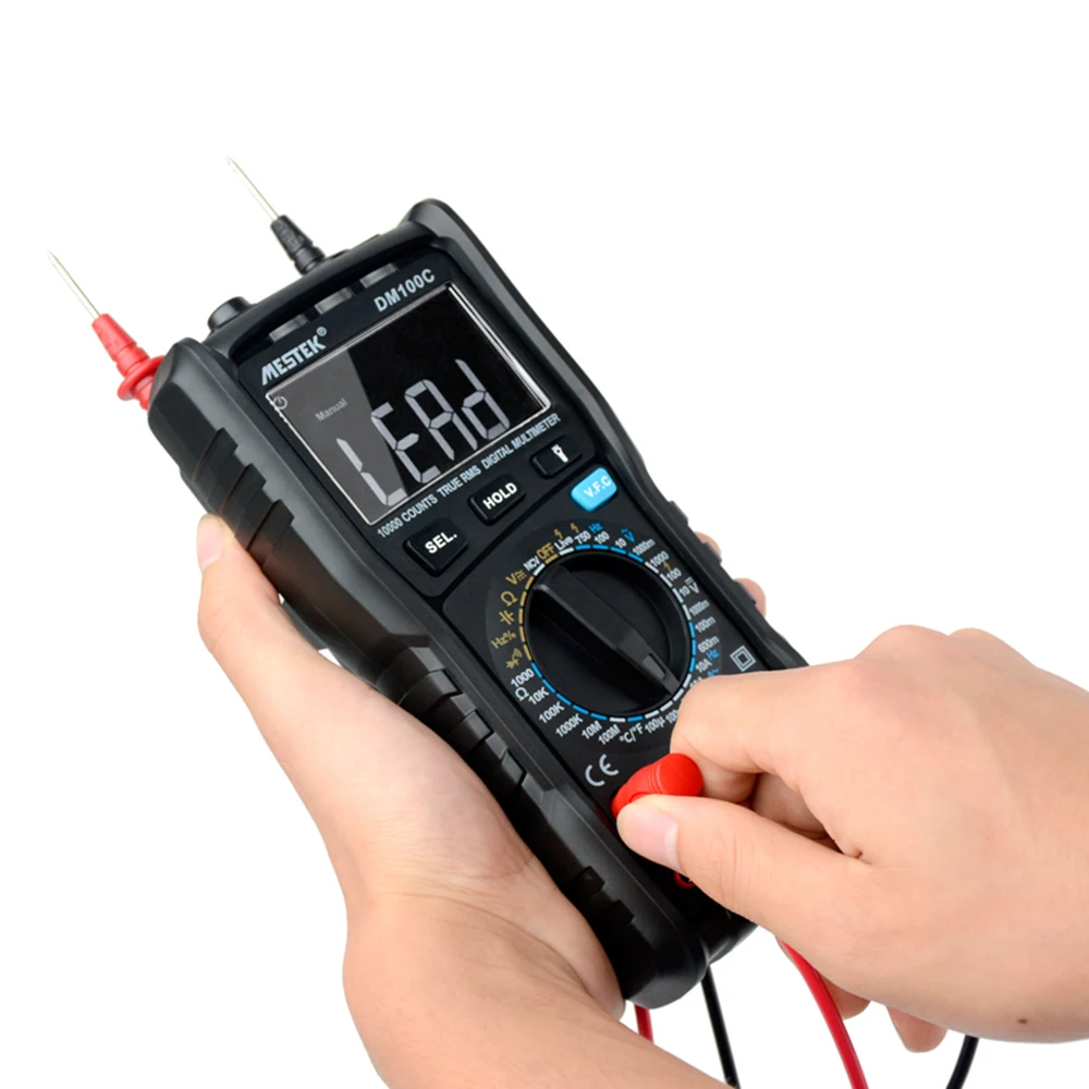 

MESTEK DM100C 10000 cuenta multímetro Digital de verdadero valor eficaz (RMS) de AC/DC tensión de corriente resistencia de la capacitancia de frecuencia
