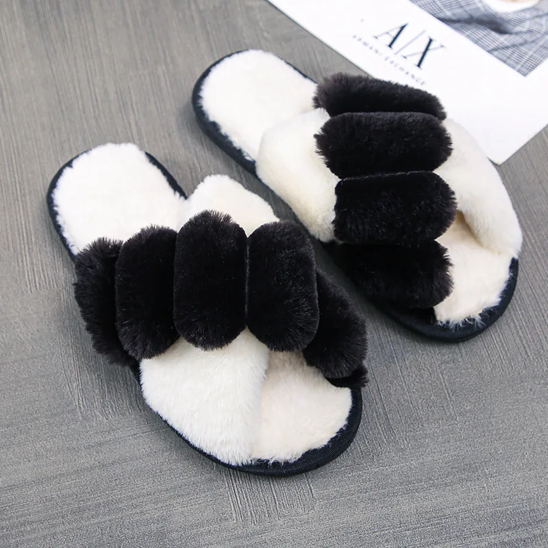 Winter Fashion Shoes Women Real Mink Fur Slippers Winter Warm Fluffy Fur  Slides Cross Styles S6077 - AliExpress