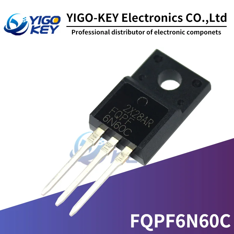 100 шт. FQPF6N60C-220 6N60C 6N60 FQPF6N60 TO220 TO-220F Новый MOS полевой транзистор | Электронные