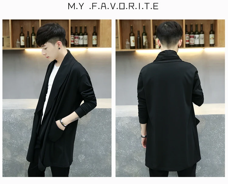 Spring autumn Korean style vintage long trench coat man gothic hooded cloak punk hip hop casual jacket cape homme