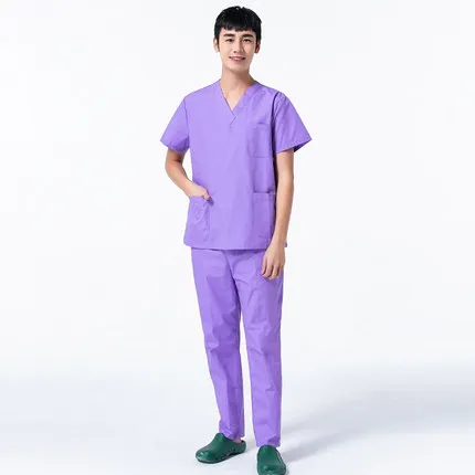 men top and pant Медицинский Набор для работы, больничная форма, медицинская Униформа с короткими рукавами для женщин и мужчин - Цвет: men top and pant