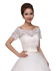 Hot Sale Wedding Lace Bridal Boleros for Bridesmaid Cape White Ivory  Short Sleeve Jackets Wraps
