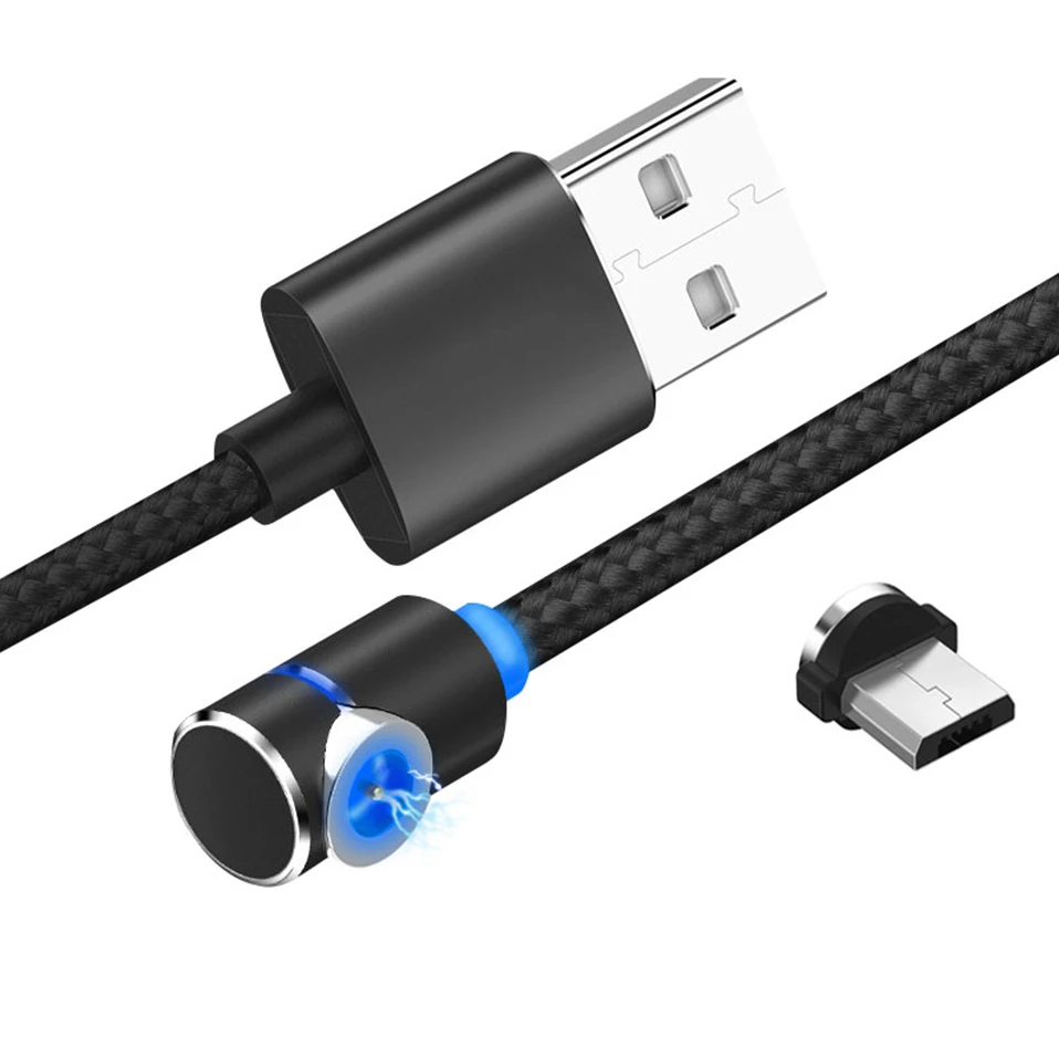 Магнитный кабель hifish 3A Micro Usb type C для быстрой зарядки телефона Usb C светодиодный светильник для XSMAX Android Phone 1M 2M - Цвет: Black for Android