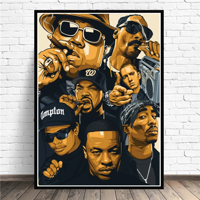 Poster Prints Biggie Notorious 2PAC JAY-Z N.W.A Legend Star Collage Canvas Oil Painting Art Wall Pictures Living Room Home Decor