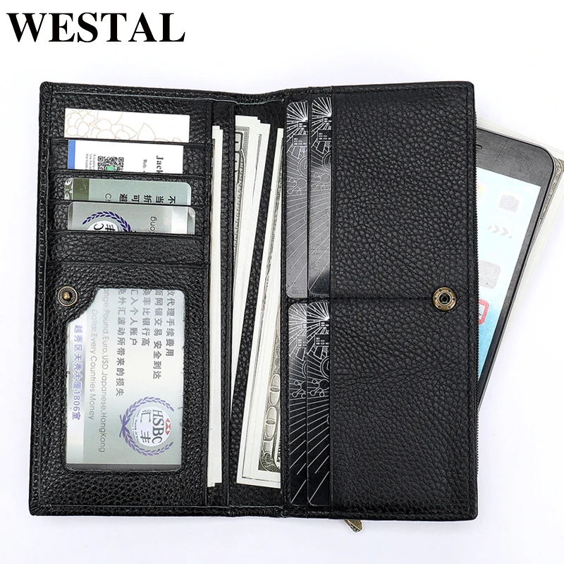 Мужской кошелек WESTAL из натуральной кожи, мужской клатч, портмоне, мужской кошелек для кредитных карт, модные кожаные кошельки, длинные 101
