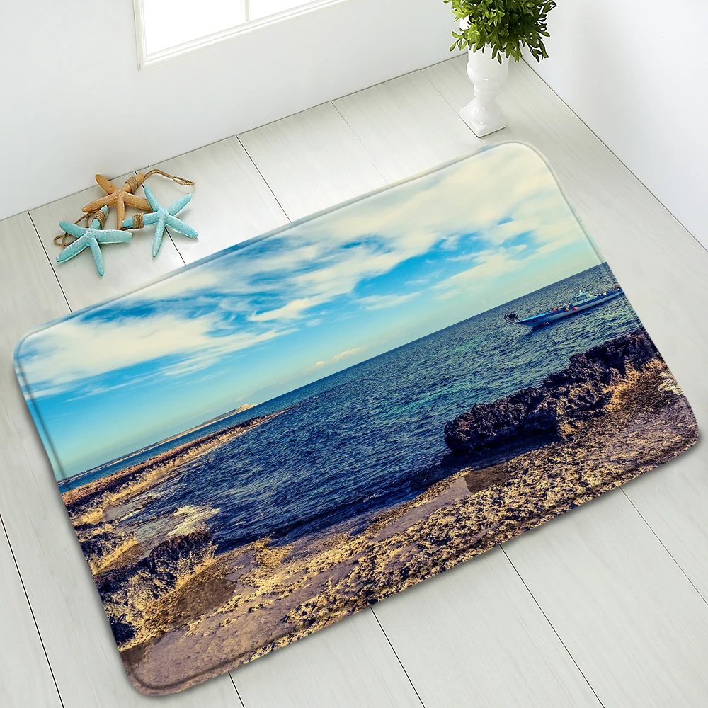 Seaside Lighthouse Ocean Home Floor Rug Bedroom Carpet Kitchen Doormat Bath Mat 