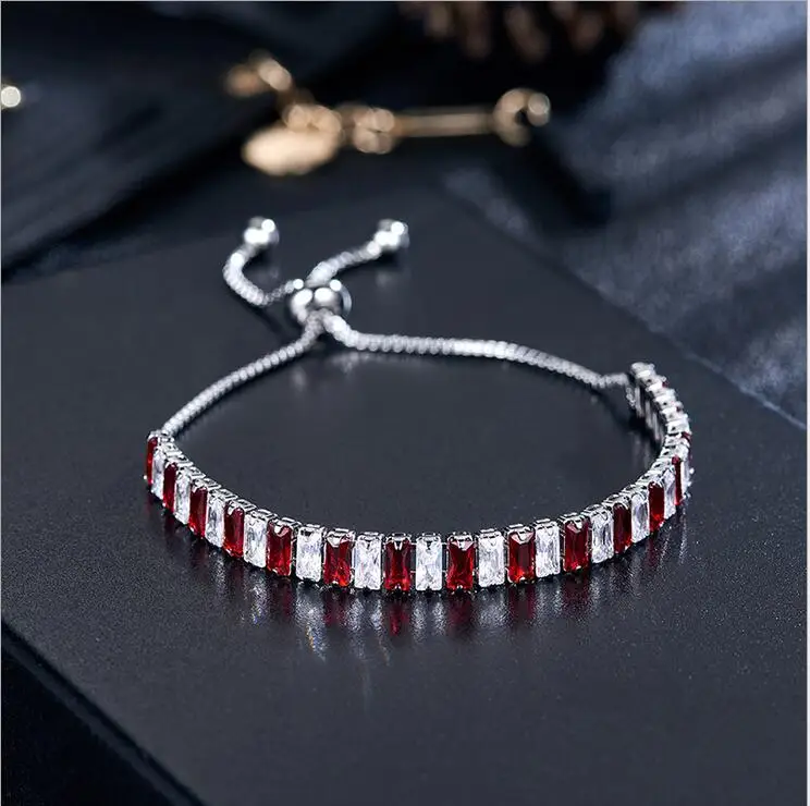 More Style Choose Purple Gems Red Garnet Zircon 925 Sterling Silver Bracelet M03-SL0184