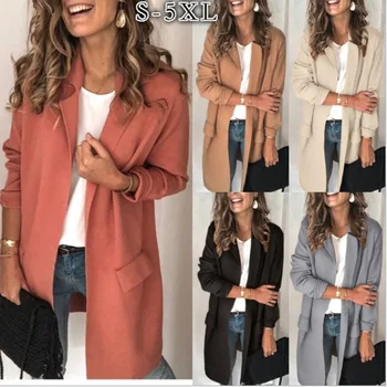 

Elegant Women Trench Coat Fashion Autumn Winter Long Jacket Coat Outerwear Office Ladies Long Overcoat Plus Size S-2XL