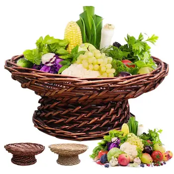 

Woven Fruit Tray Hotel Tall Bread Tray Craft Display Decorative Accessory for Home Office Restaurant