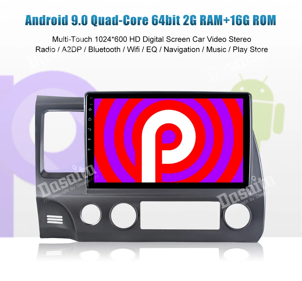 Dasaita Android Car GPS navigation for Honda Civic (2)