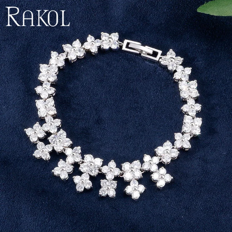 RAKOL роскошный модный кубический цирконий белый цвет ювелирный браслет женское платье аксессуары женский Подарок на годовщину RB81789K