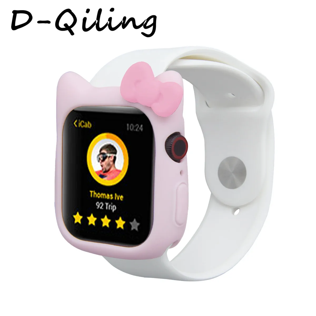 Милый силиконовый чехол Hello Kitty для Apple Watch Series 5, 4, 3, 2, 1, кожаный ремешок для iWatch 38, 42, 40, 44 мм, для девочек - Цвет: Pink  Pink