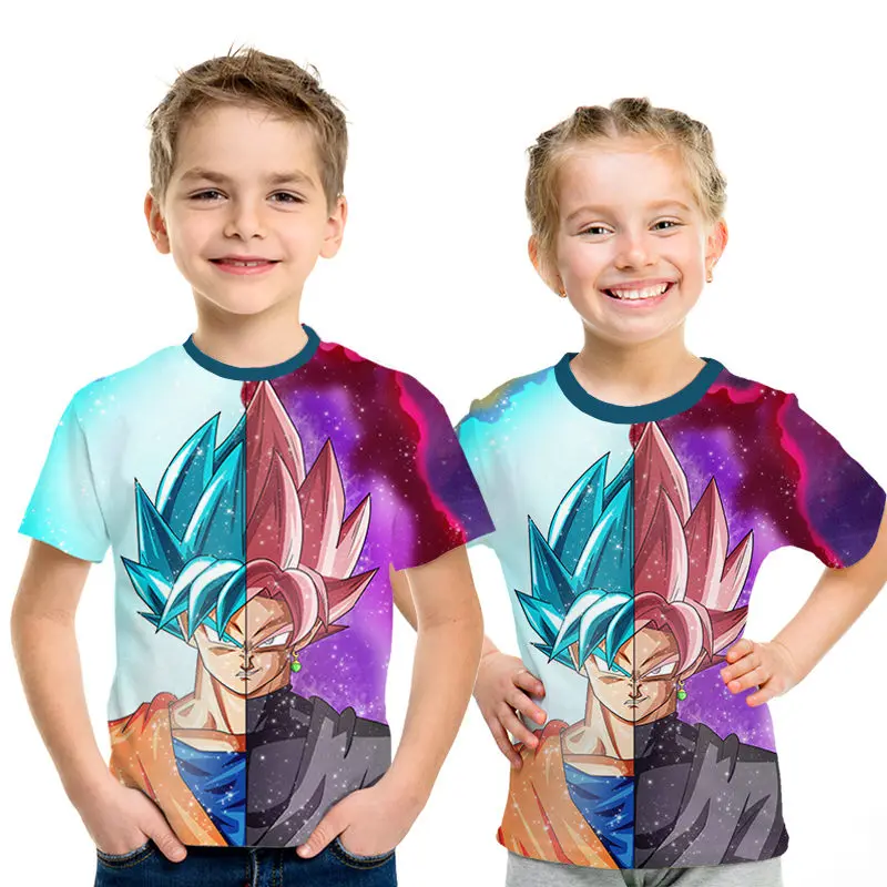 Новинка года, футболки с драконами и шариками Z Детская летняя повседневная футболка с 3D принтом «Супер Саян Гоку», черного цвета, Zamasu Vegeta, Dragon Ball