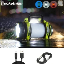 Светодиодный фонарь для кемпинга, USB, перезаряжаемый, яркий фонарик, 4 режима, 3000 мАч, водонепроницаемый, аварийный, для пеших прогулок и охоты, для семьи