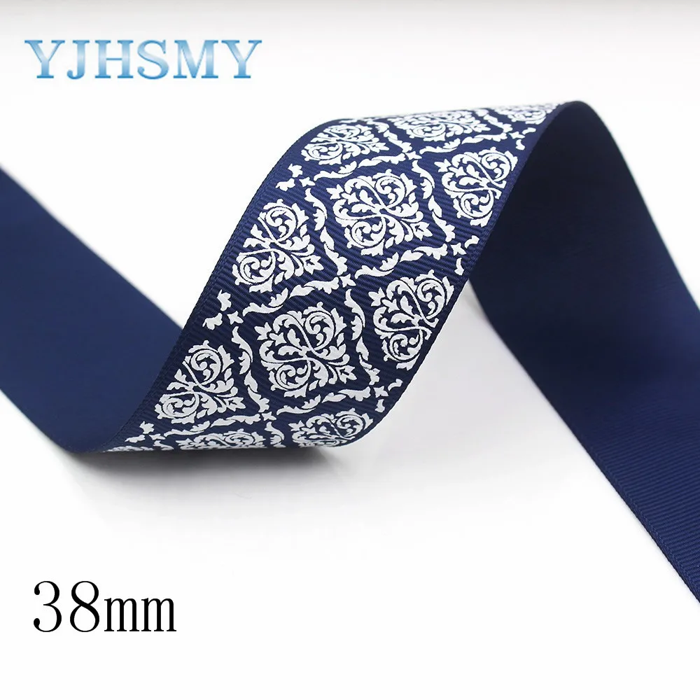 YJHMY, I-191214-2767, 10 ярдов 38 мм, красочные геометрические печатные корсажные ленты, одежда лук кепки DIY материалы для украшения