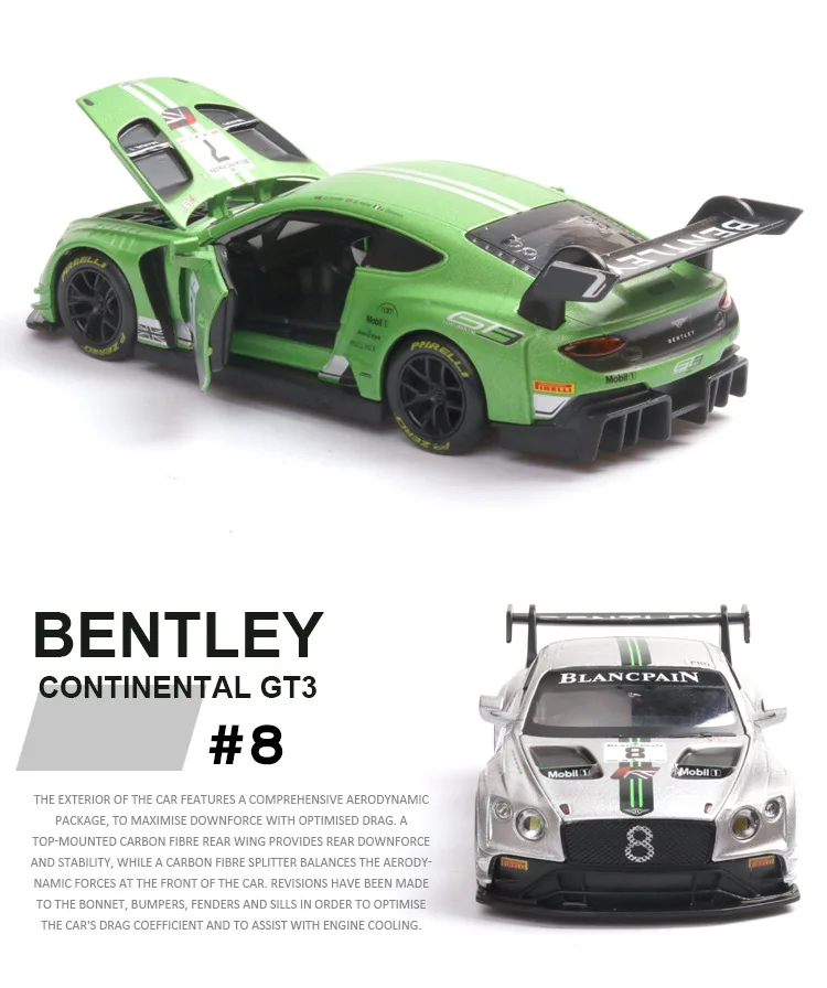 1:32 модель автомобиля Bentley GT3, гоночный автомобиль, супер спортивный автомобиль, коллекция моделей, подарок