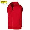 Men's Plus Velvet Warm Vest Custom Printed Embroidery Logo Casual Elastic Solid Color Vest Winter Sleeveless Thick Coat 3xl 4