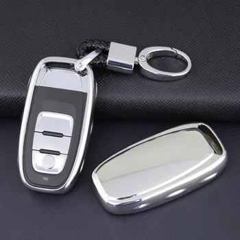 

Smart Car Key Cover Fob Case Ring Chain Keychain For Audi Q5 A4 B8 A5 A6 A7 A8 Silver