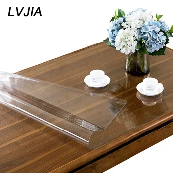 

PVC Tablecloth Transparent Table cloth soft glass table cover Waterproof Kitchen Pattern Oil Tablecloth anti-iron cloth 1mm