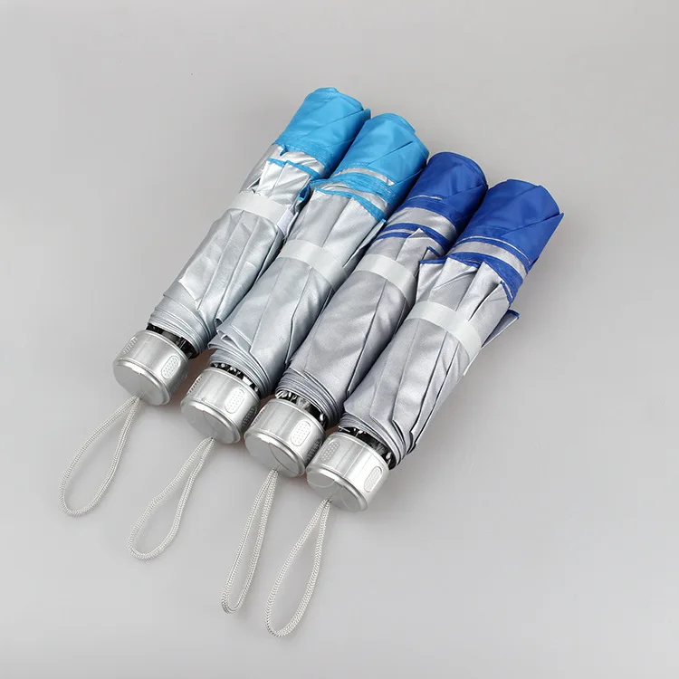 

Three Fold Collapsable Pole Silver Plastic Umbrella Creative Umbrella Parasol Parasol Advertisement Umbrella