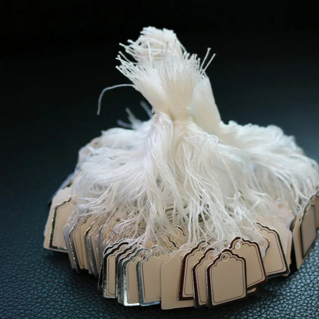 500 Pieces Jewelry Price Tags for Watch Clothing Display Supplies, White Square Price Marking Label with Silver Border