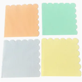 

40pcs Scallop Paper Napkins for Event & Party Decoration Pastel Pink Mint Blue Ivory Tissue Decoupage Servilleta 33cm*33cm
