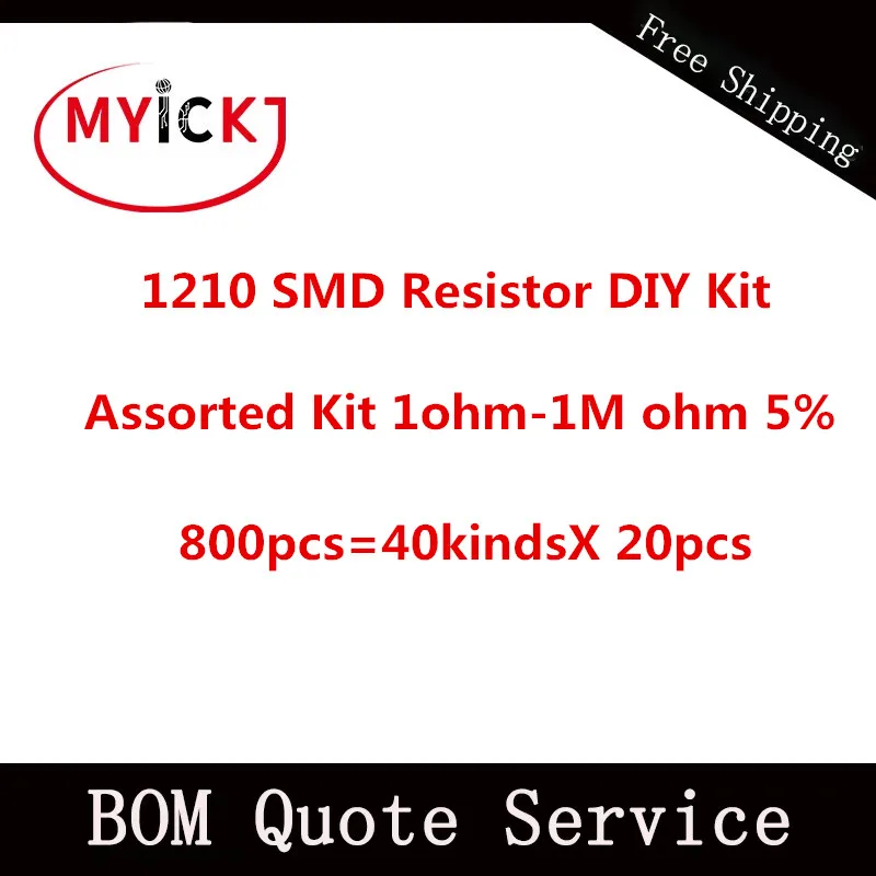 800 шт. = 40kindsX 20 шт. 1210 SMD резистор DIY набор Ассорти набор 1ohm-1M Ом 5