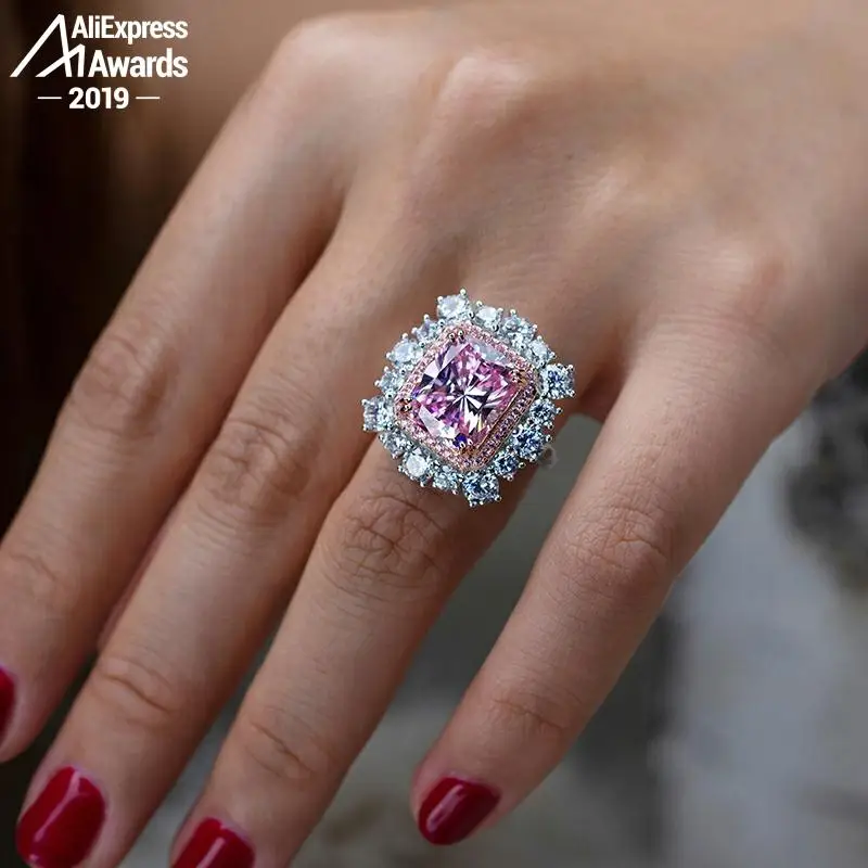 Ceny Nie fałszywy 12*10mm Radiant Cut diamentowy pierścionek S925 srebro grzywny ślub cytryn szafirowy ametyst rubinowy kolorowy diament