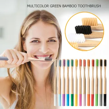 

13 Eco-Friendly Bamboo Soft Fibre Toothbrush Gradable Teeth Brush Care With Holder Deep Cleaning For Oral Care Tools Dropship